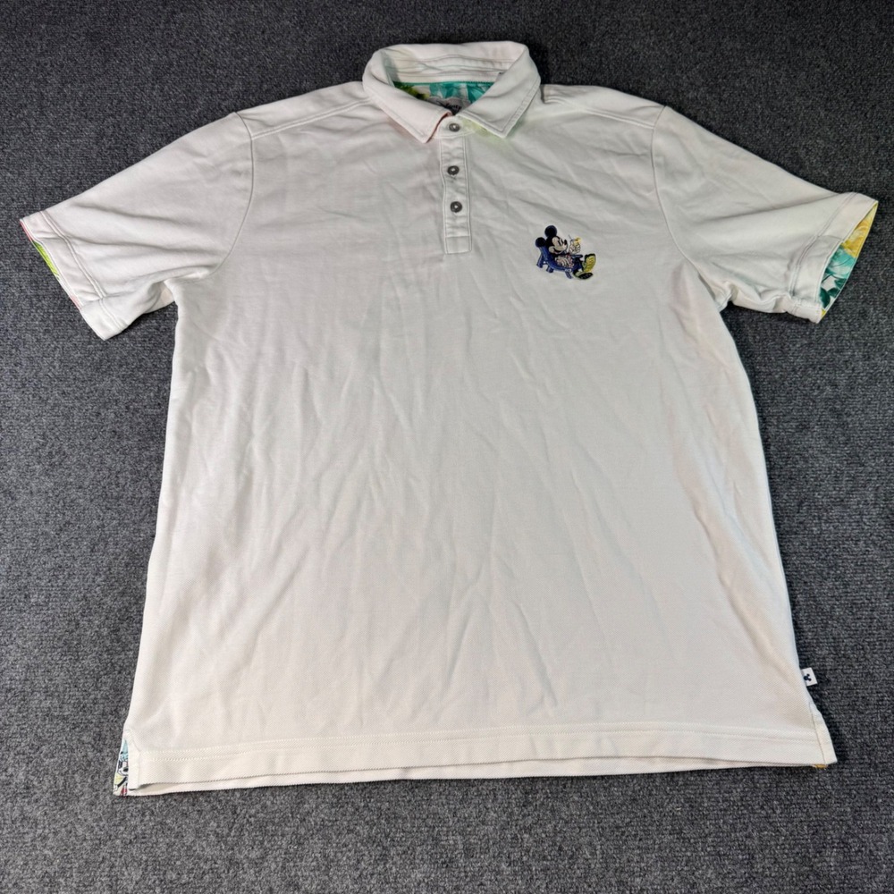 Tommy Bahama x Disney Mickey Mouse Polo Shirt White Mens Large Tropical Vacation